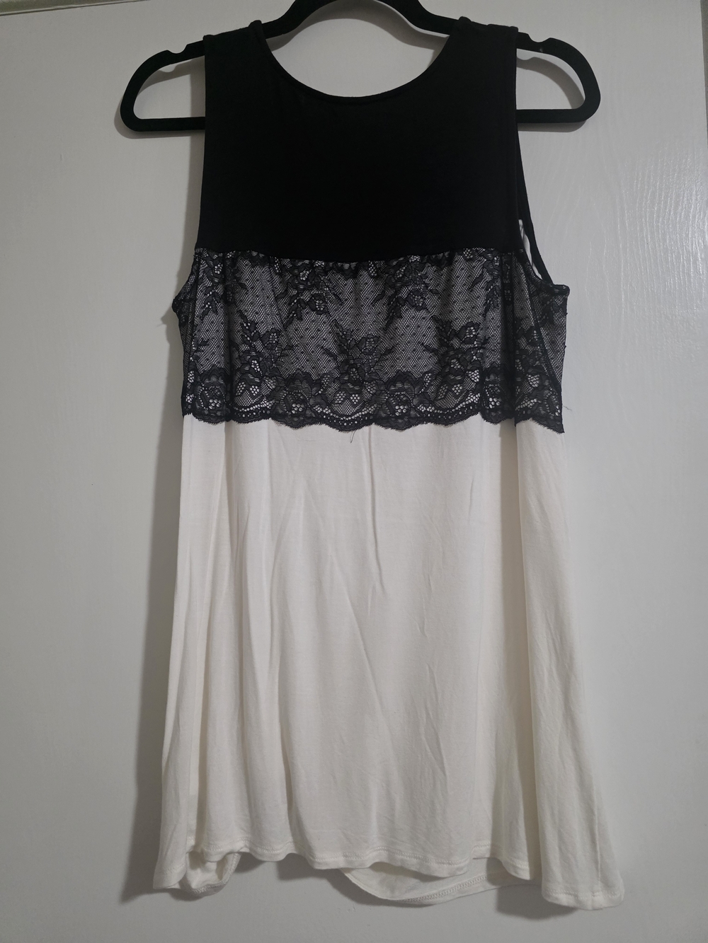 Maurices Black & White Lace-Trim Tank Top